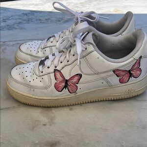 Nike White Sneakers with Pink Accents